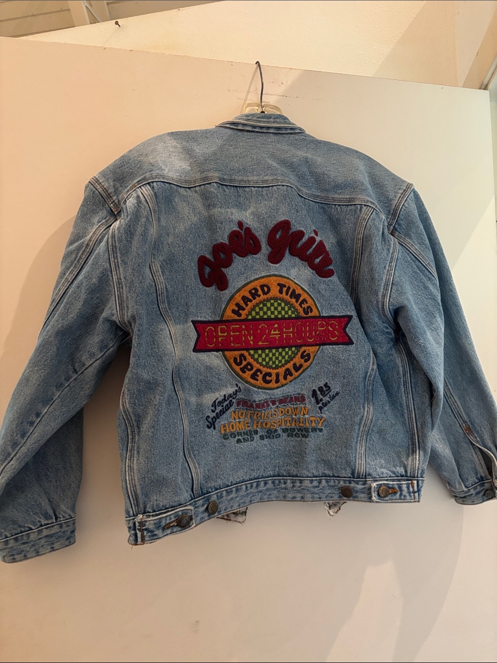Vintage Bugle Boy hard times Joes Grill Jean jacket size L